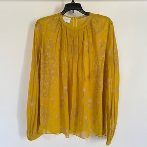 GIAMBATTISTA VALLI 100% Silk Yellow Floral Blouse